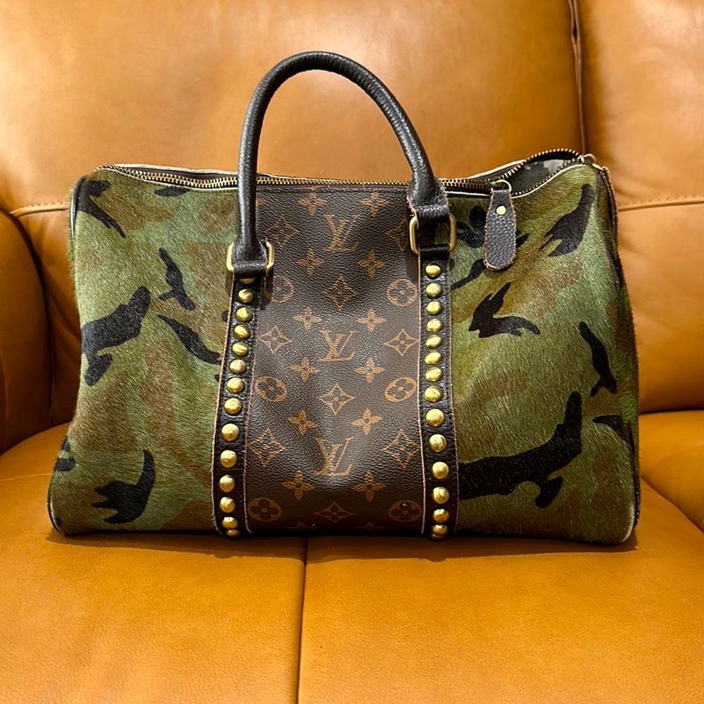 Upcycled LV with camo fur detail